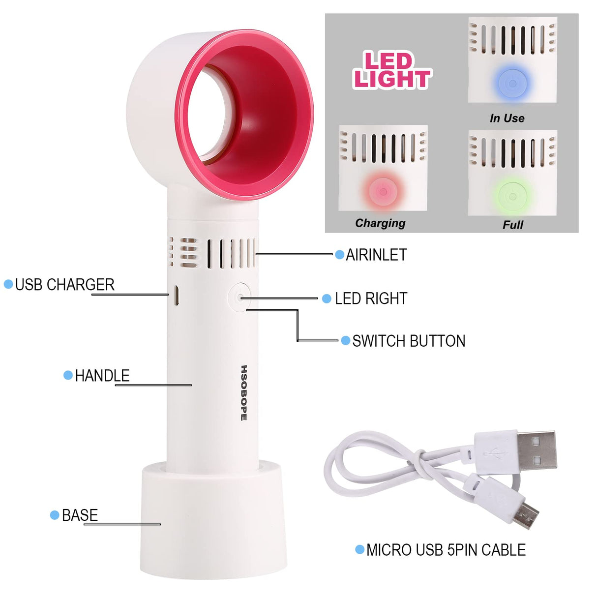 Portable USB Rechargeable Mini Fan Eyelash Fan Dryer Bladeless Handheld Fan for Eyelash Extension, Air Conditioning Blower for Essential Eyelash Extension Supplies