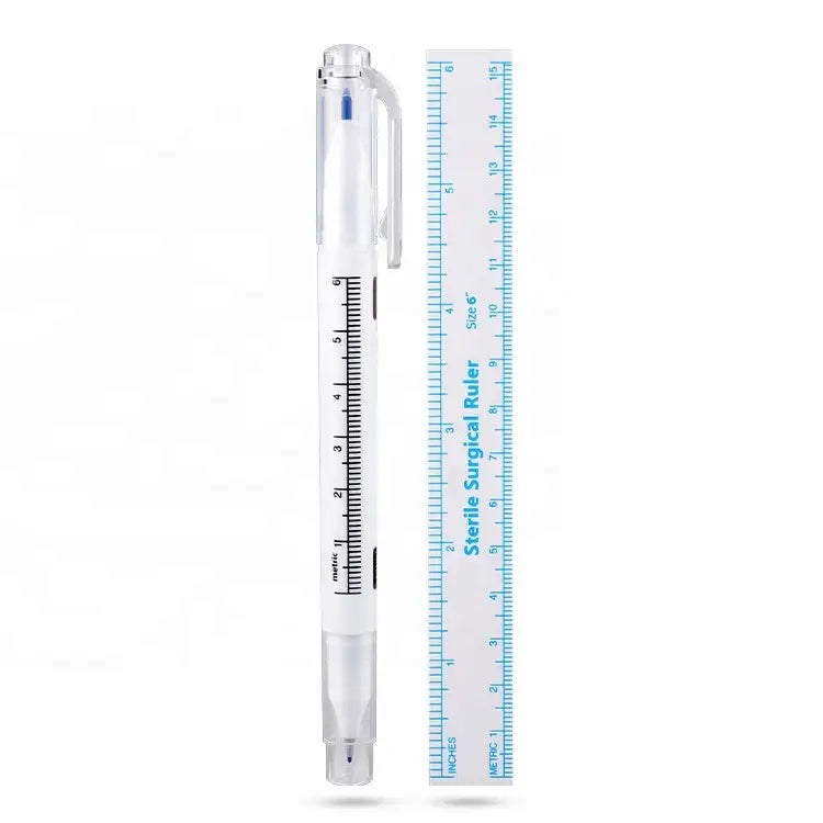 Microblading Skin Marker Tattoo Stencil Markers Pen Permanent Makeup Position Mark Surgical Tip Sterile with Paper Ruler for Eyebrow, Lips, Skin