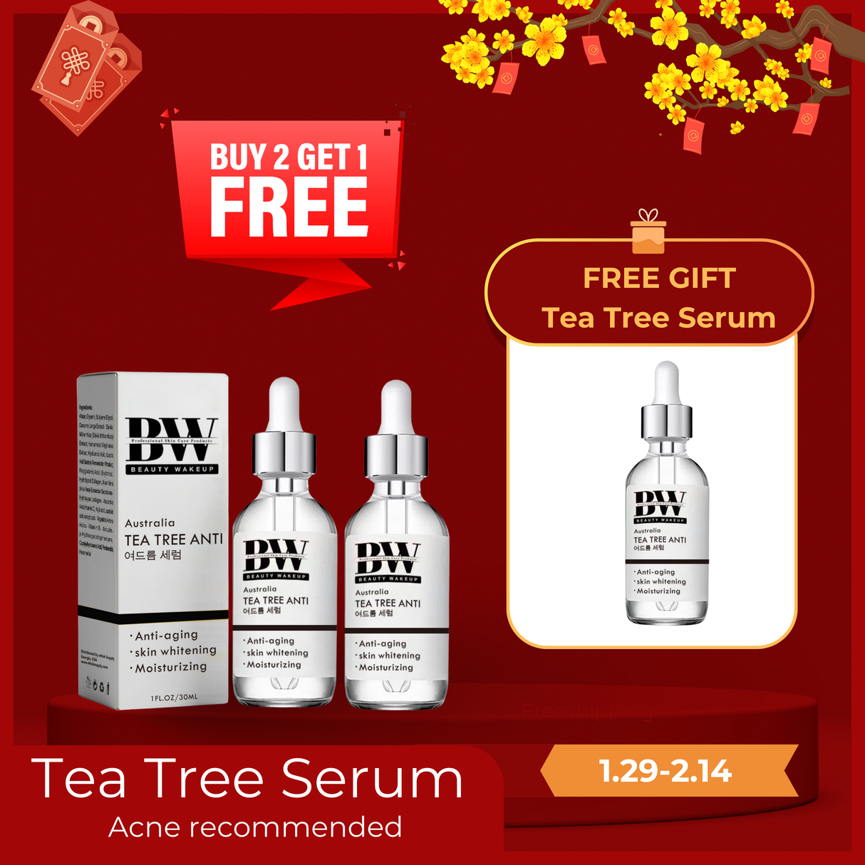 TEA TREE SERUM- FACIAL SERUM- Acne-prone Skin Ampoule Korean Skincare