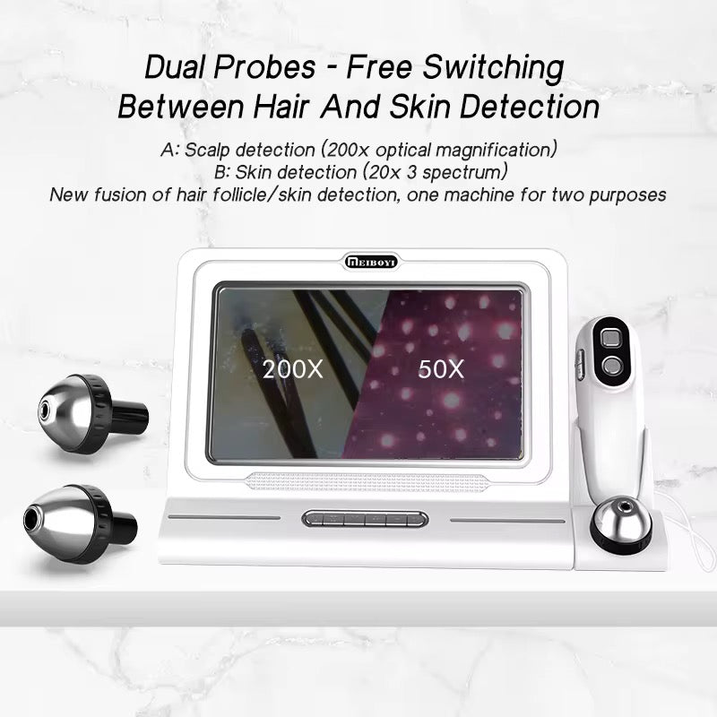 Lumeder Skin Diagnosis Hair Analyzer,11-inch Skin Scalp Detector MultiFunctional HairFollicle Analyser Machine,with 50x/200x DualHeads,Skin and Scalp Health Detection for Head Spa Headspa Facial and Salon Use Headspa Head Spa (US)