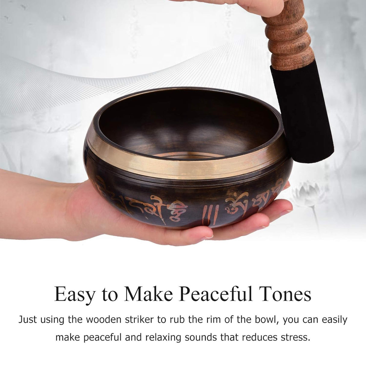 Tibetan Singing Bowl Set with Cushion and Mallet for Head Spa Headspa Facial Relaxing Chuông xoay Nepal Ấn Độ bằng đồng
