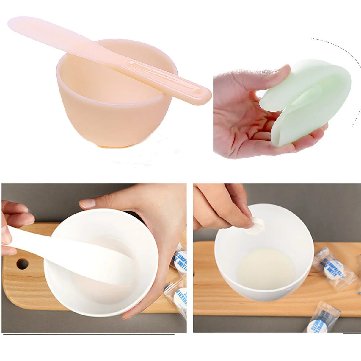4 Pcs Silicone Face Mask Mixing Bowl Set Skincare Skin Care