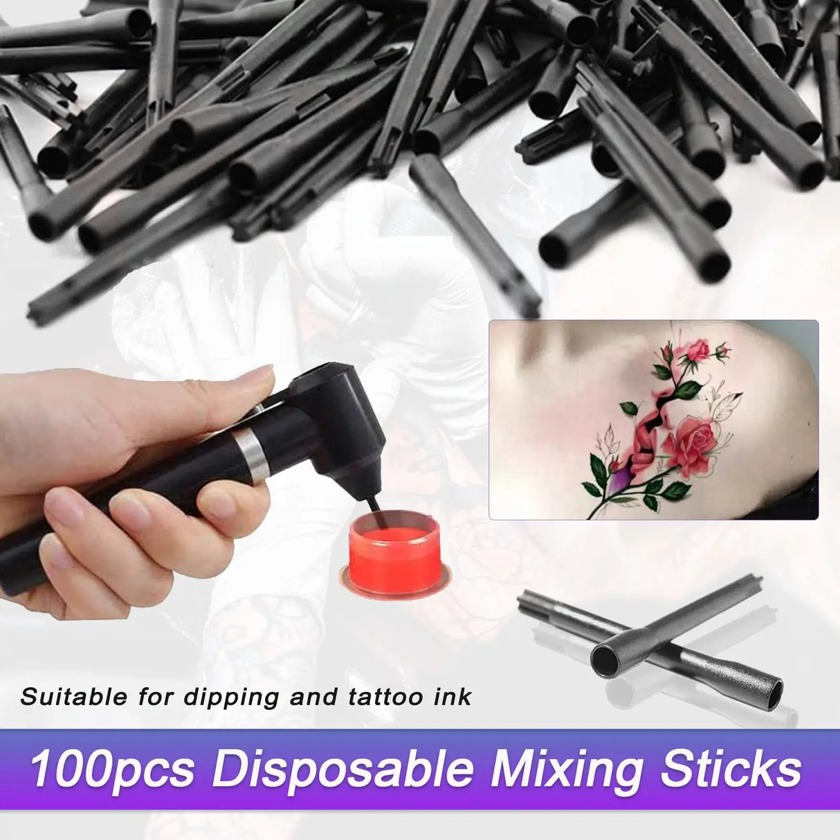 Tattoo Ink Mixing Sticks 100Pcs Disposable Eyebrow Lip Color