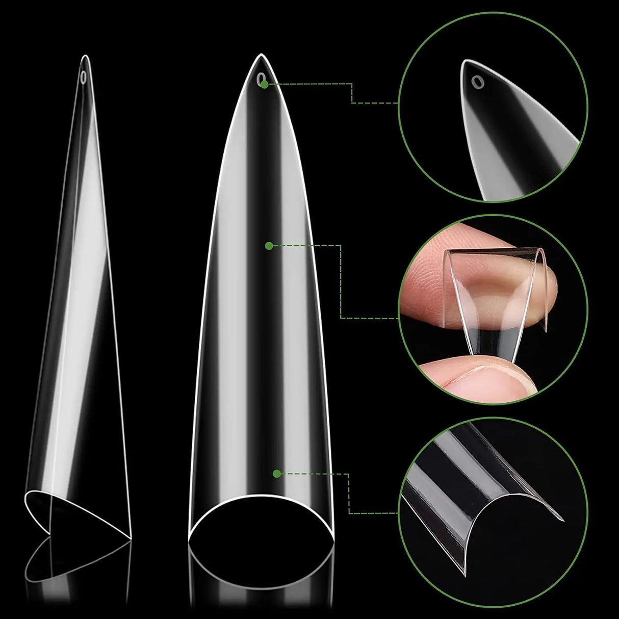 Acrylic Medium Stiletto Nail Tips 600pcs