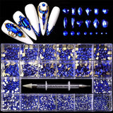 Cuawan Nail Rhinestones - Professional Nail Crystal Kit, Multi Shapes Glass Crystal