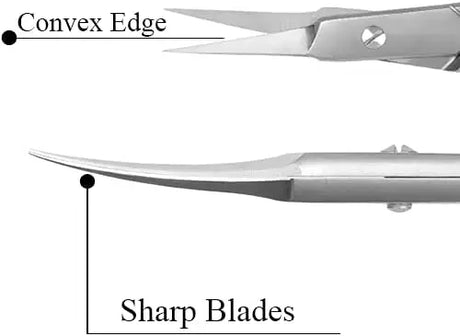 Cuticle Scissors - Curved Blade, Extra Fine Pointed Tip Professional Manicure Scissors for Cuticles, Beard, Nose Hair, Eyelash, Mustache