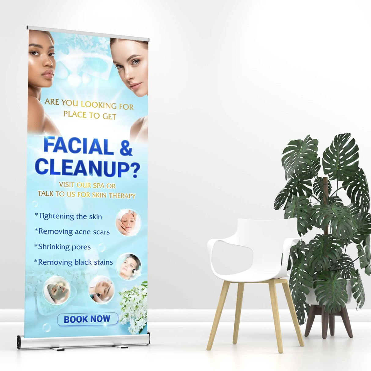 Skin Care Banner Retractable Skincare skincare  (Blue)