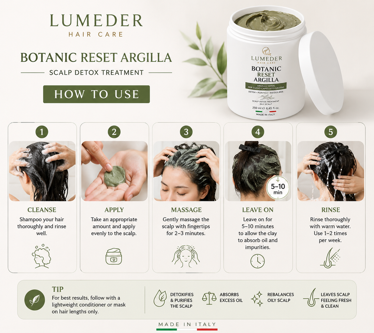 Made in Italy - Professional Purifying Scalp Detox Clay Mask Headspa Head Spa