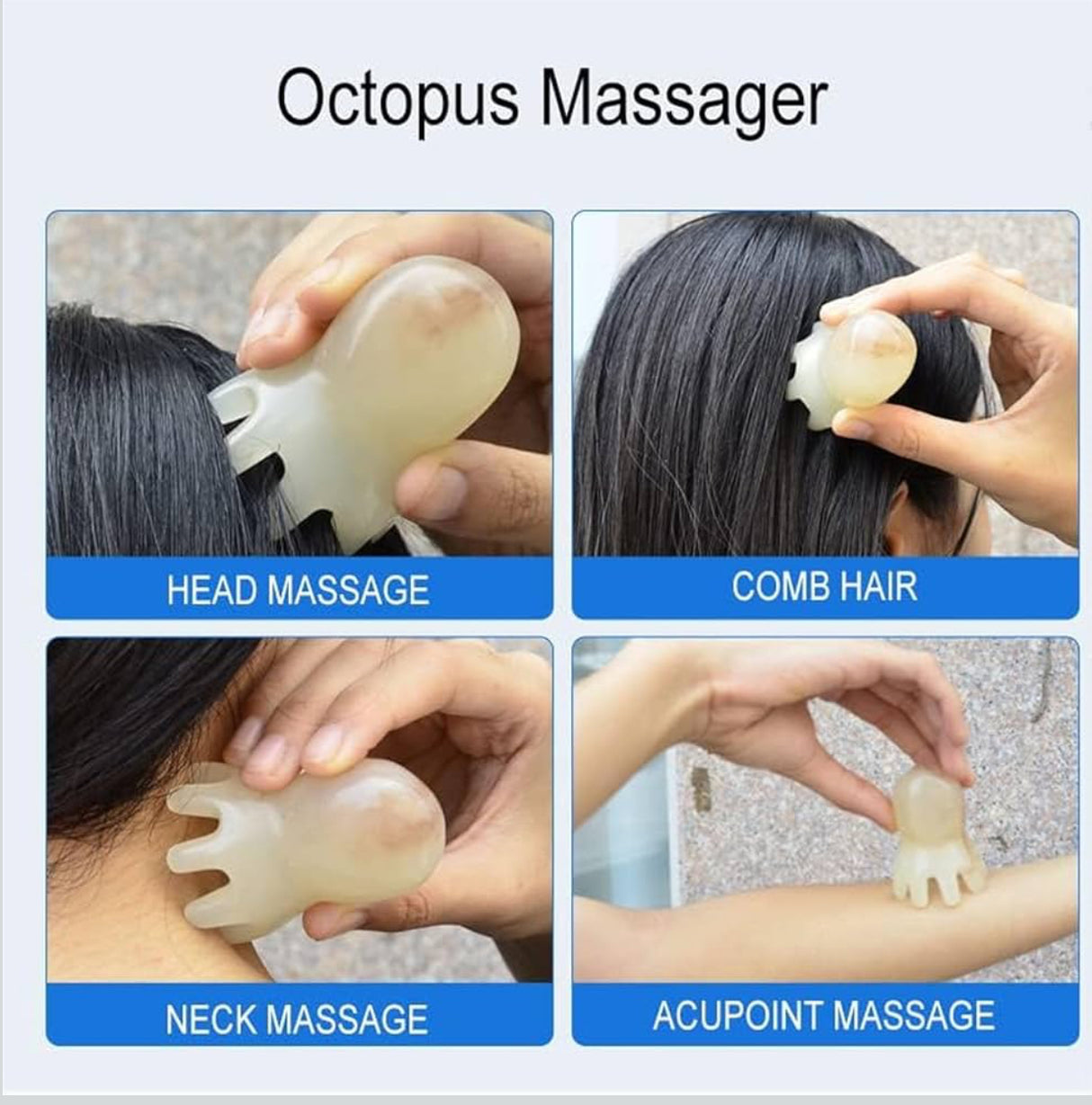 2 Pcs Octopus Head Massager Comb, Point Massage Comb, Back Neck and Back Manual Deep Massage tools Head Spa Headspa Facial HeadSpa