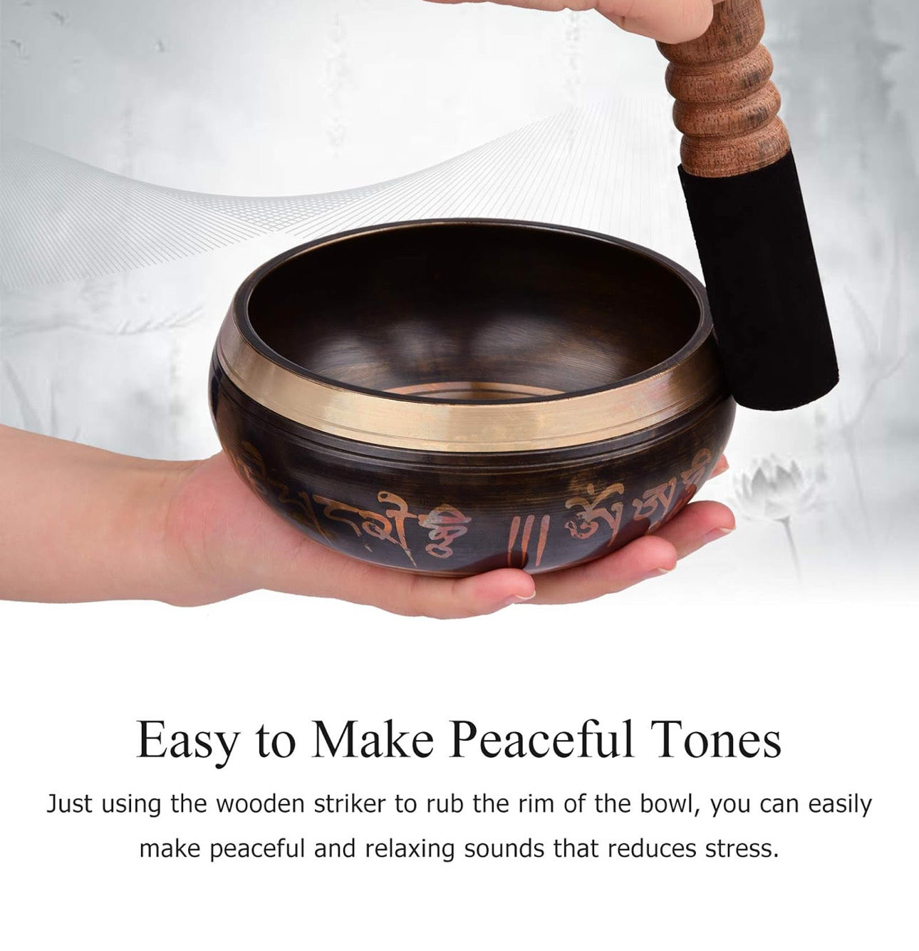 Tibetan Singing Bowl Set with Cushion and Mallet for Head Spa Headspa Facial Relaxing Chuông xoay Nepal Ấn Độ bằng đồng