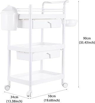 3-Tier Rolling Utility Supply Cart Skincare Skin Care Brow Lash Nail