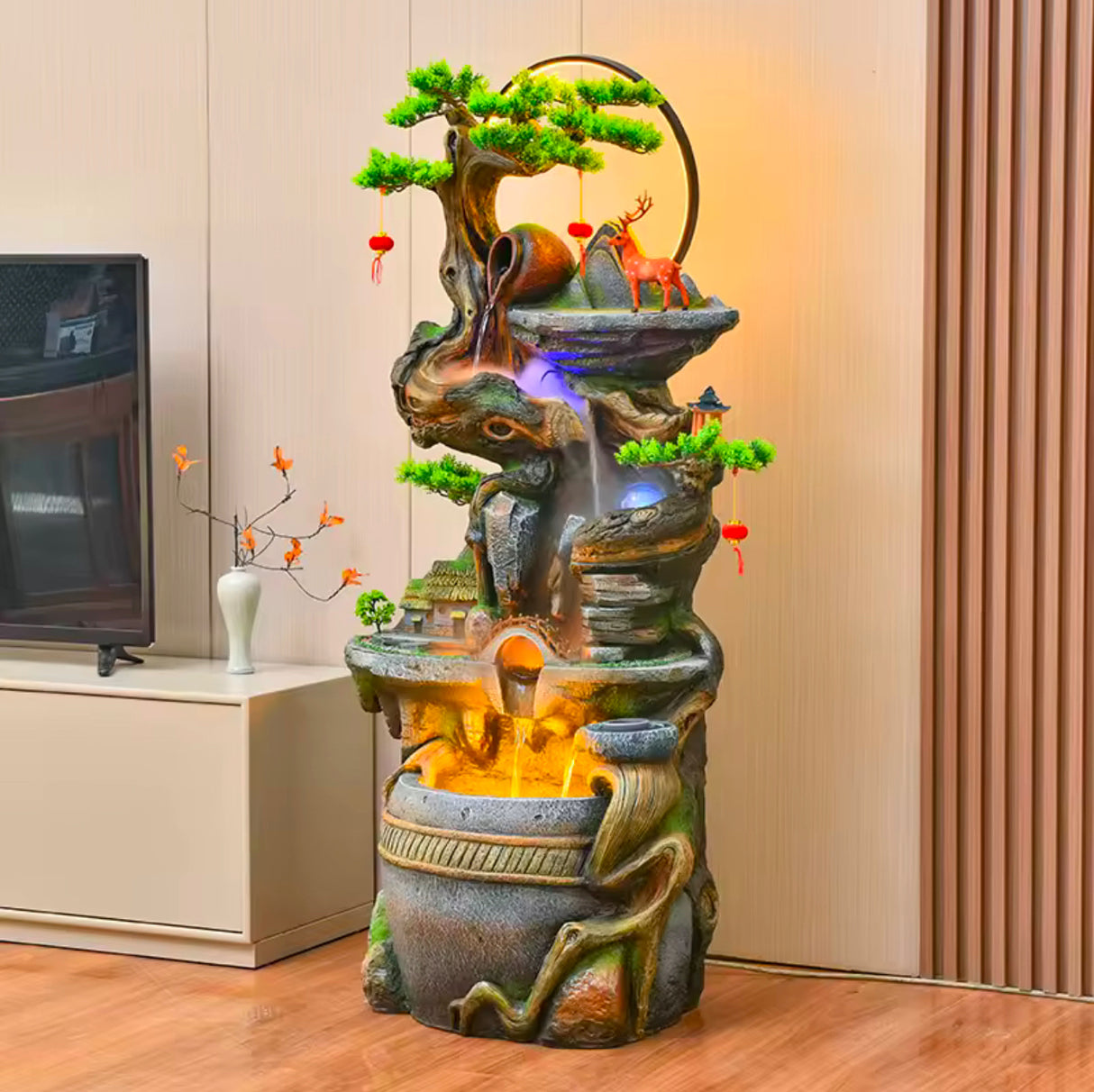 Water Fountain Flowing Water Decorations Circular Floor Decoration Pastoral Scenery Floor Decorations Facial Head Spa Relaxation-125 Head spa headspa skincare skin care